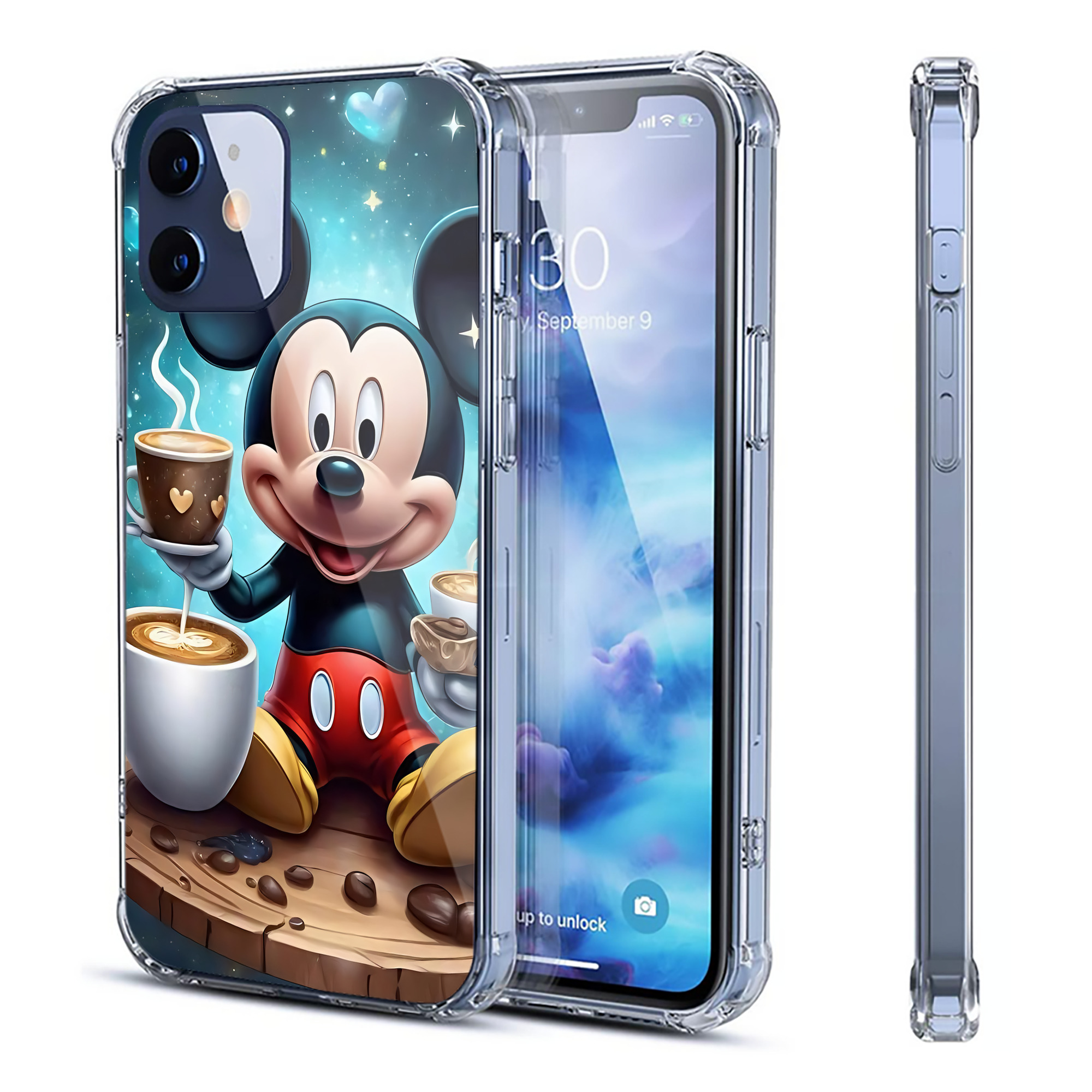 （画像用） ミッキーマウス Mickey Mouse 【iPhone 12シリーズ対応】透明スマホケース（クリアソフトケース）